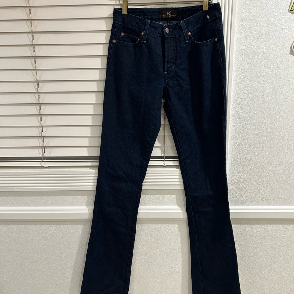 Dark wash low rise jeans